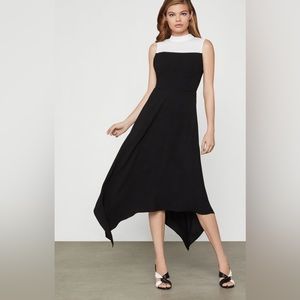 BCBG Colorblock flair midi dress